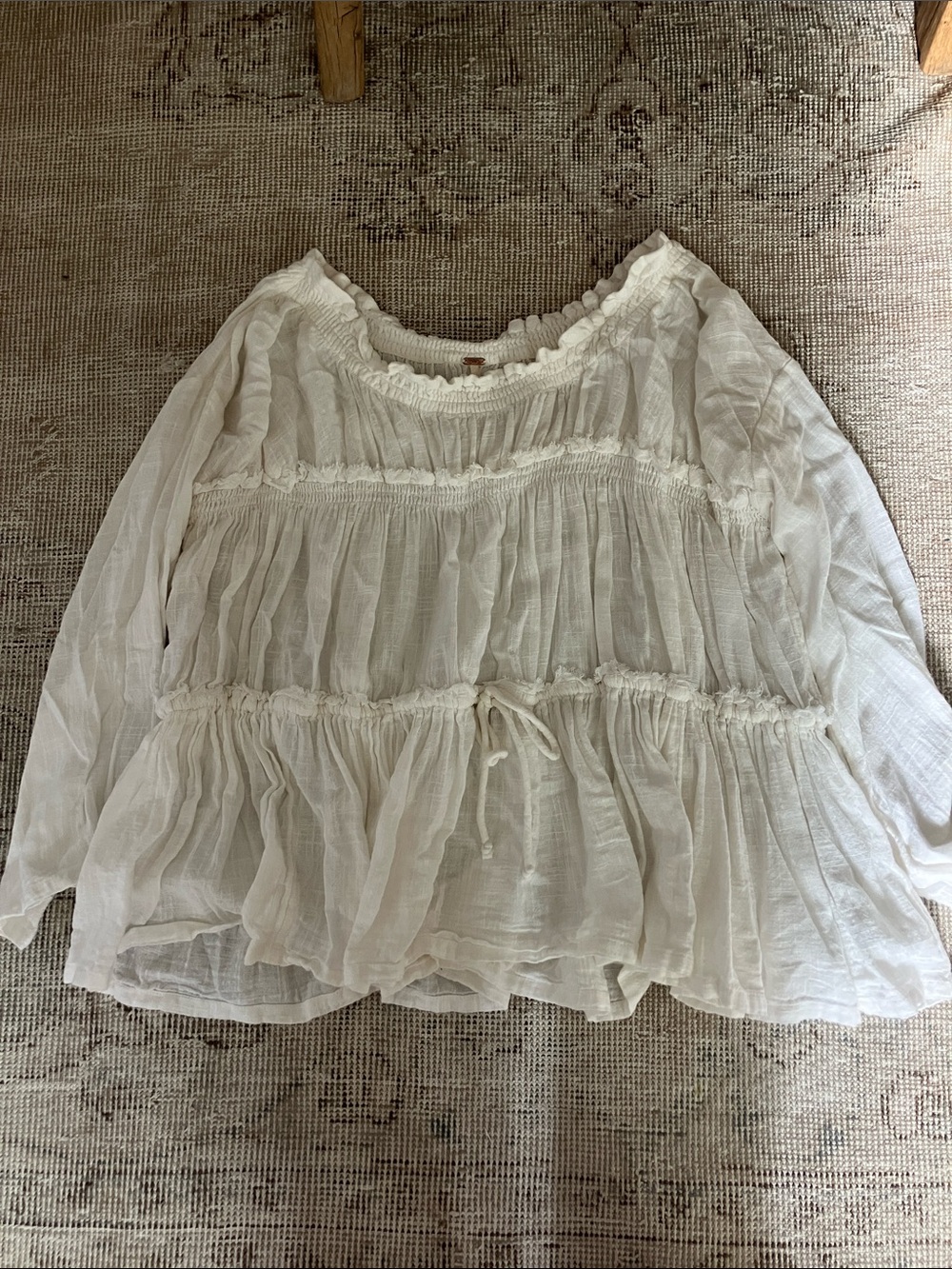 Free People Ivory Gauze Peasant Tunic